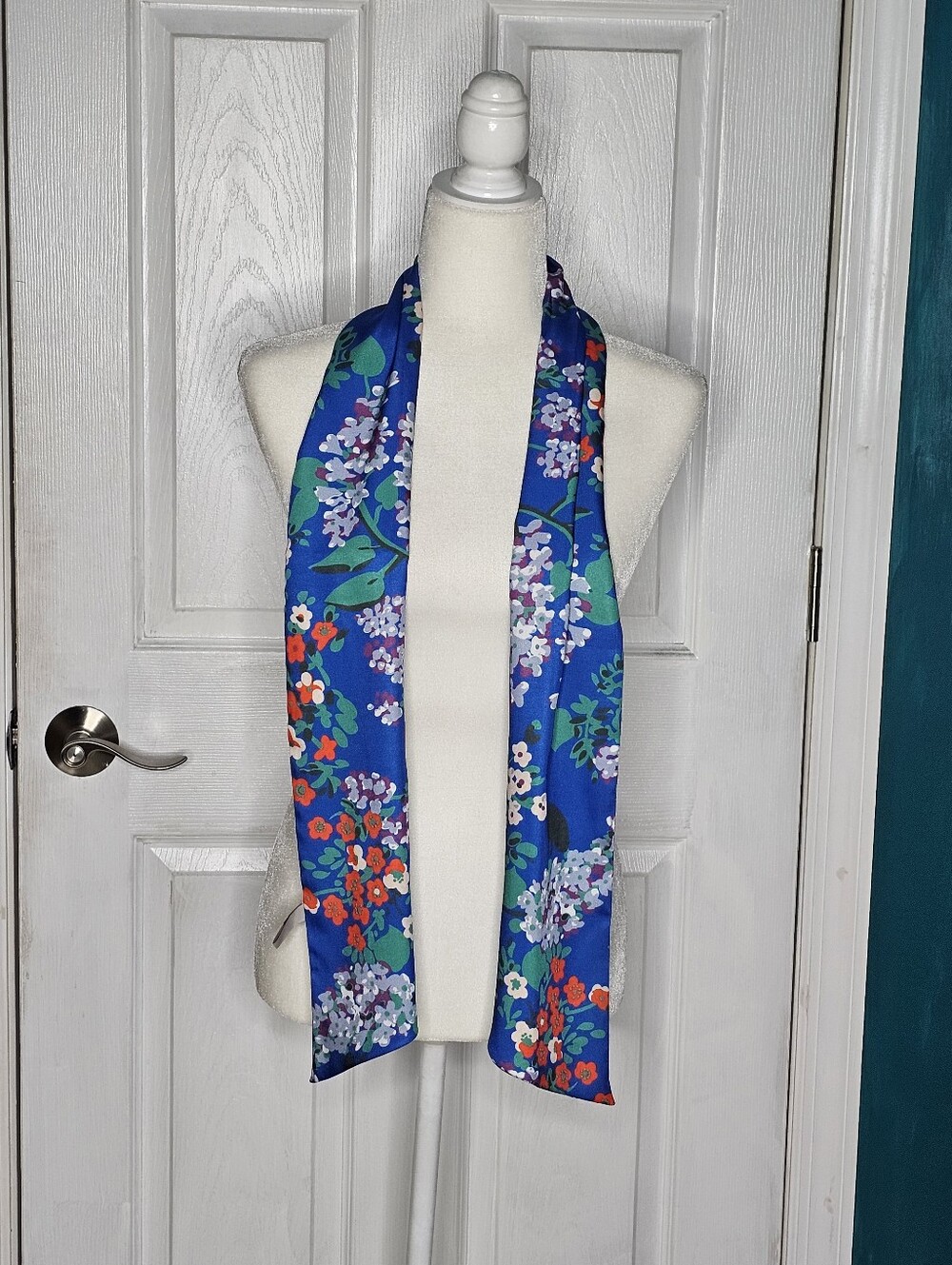 Blue Floral Long Scarf